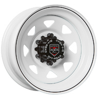 Extreme 4x4 Steel Wheel 15x7 6/139.7 10P White 110.1cb Trailer Fitment + Cap
