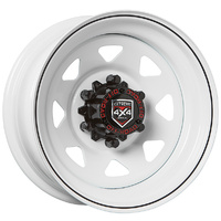 Extreme 4x4 Steel Wheel 16x6" 6/139.7 0P White 111cb for Landcruiser Stud + Cap