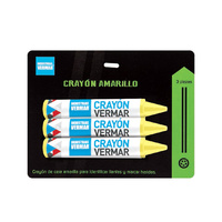 Industrias Vermar Yellow Tyre Marking Crayon Chalk - Weatherproof (Packet of 3)