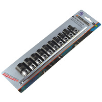 Dual Action 10pcs Metric Standard Socket Set 1/2" Drive 6pt 10mm - 19mm 10241001