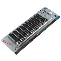 Dual Action 10pcs Metric Deep Socket Set 1/2" Drive 6-Point 10mm - 19mm 11241001