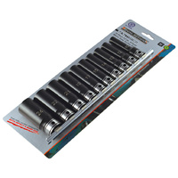 Dual Action 10pcs Metric Deep Socket Set 1/2" Drive 6-Point 10mm - 24mm 11241002