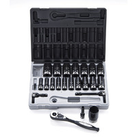 Dual Action 22pcs Fractional Deep Socket Set 1/2" Dr 12pt 3/8-1 to 1/2" 17242201