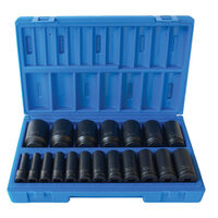 Action 19pc 1/2" Dr 3/8" to 1-1/2" 6pt Imperial Deep Impact Socket Set 600221901