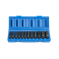Action 12pc 1/4" Dr 6pt 5mm - 15mm Metric Deep Magnetic Impact Socket 6050R1201