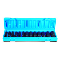 Action 13pc 3/8" Dr 6-pt Metric Deep Magnetic Impact Socket Set Steel 6051R1301