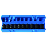 Action 10pc 1/2" Dr 10mm - 19mm 6-pt Metric Standard Impact Socket Set 605201001