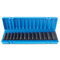Action 14pc 1/2" Drive Metric Deep Impact Socket Set 6-Point 10mm-27mm 605221402