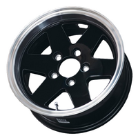 13x5" 5/108 Koya Alloy Wheel Black Polished Silver Lip Holden HT Pattern Trailer