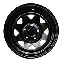 Extreme 4x4 Steel Wheel 14x6" 5/108 15P Black for Holden Boat Crvn Trailer + Cap