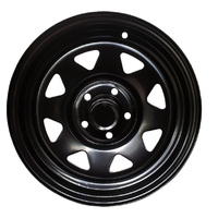Extreme 4x4 Steel Wheel suits Holden HQ 14 x 6" 5/120.65 0P Black Trailer + Cap