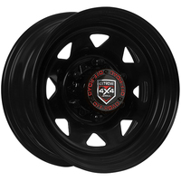 Extreme 4x4 Steel Wheel 15x7" 6/139.7 10P Black 106.1cb fits 6 Stud Hilux + Cap