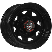 Extreme 4x4 Steel Wheel 15x8" 6/139.7 0P Black 110.1cb fits 4 Rnr PK Ranger +Cap