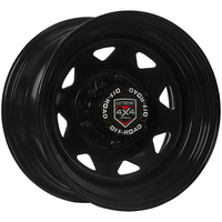Extreme 4x4 Steel Wheel 15x8" 6/139.7 0P Black 110.1cb suits PK Ranger + Cap