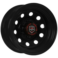 Extreme 4x4 Steel Wheel Round 15x8" 6/139.7 23N 110.1cb Black fits Patrol + Cap