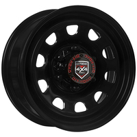 Extreme 4x4 Steel Wheel D-hole 16x7 6/139.7 30P Black 106.1cb fit Hilux Dmax Cap