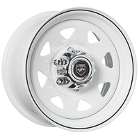 Extreme 4x4 Steel Wheel 16x8 6/139.7 20P White 106.1cb suits Hilux Triton + Cap