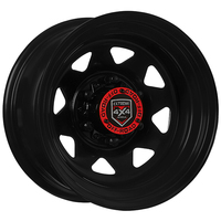 Extreme 4x4 Steel Wheel 16x8 6/139.7 23N Black 110.1cb for Nisan Pat 6 Stud +Cap