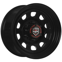 Extreme 4x4 Steel Wheel D-hole 16x8 6/139.7 0P Black 110.1cb fit 80 Series + Cap
