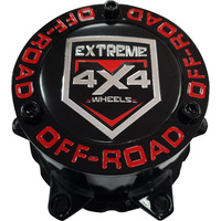 4 x Black Centre Cap Domes 6/139.7 Extreme 4x4 Steel Wheel Steel Red Writing
