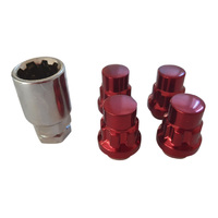 4 x Extreme 12x1.5 Red Wheels Lock Nut + Key for Holden VL VN VR VS VT VX VY VZ