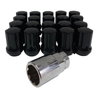 20 x Extreme 14x1.5 Spline Wheel Nut Black fit VE Holden Cruiser + Socket 49034