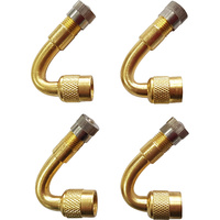4 x GTS 45 Degree Angle Tyre Valve Brass Extension with Metal Cap and Core SME45