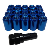 20 x Extreme 1/2" Internal Hex Tuner Wheel Nut Blue fit Ford F100 Some Jeep +Key