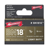 Arrow Genuine Brad Nails 5/8" 15mm 18 Gauge for General Use - Box of 500 BN1810