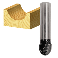 Carbitool 2 Flute 9.55mm Core Box Bit 3/16" Rad Carbide Tipped 1/4" Shank T 412