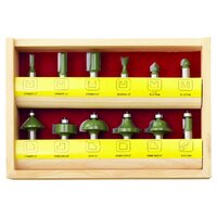 Carbitool 12-Piece Greenline Kit Router Bit Set Woodworking 1/4" Shank TKIT-12