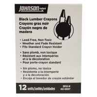 Johnson Black Lumber Crayons - Box of 12 JOH-3512-K