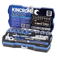 KINCROME 19PC 3/8" DRIVE LOK-ON™ METRIC SOCKET SET TOOLS K27010