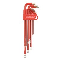 KINCROME 9PC RED BALL-END HEX KEY SET LONG SERIES S2 STEEL IMPERIAL K5042