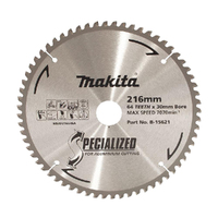 Makita 216mm x 30 x 64T TCT Saw Blade Timber Aluminium Cutting B-15621