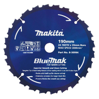 Makita 190mm x 20 x 24T BlueMak TCT Mobile Mitre Saw Blade Wood Cutting B-30994