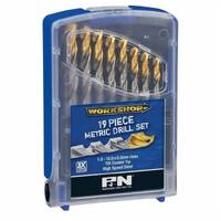 P&N 19Pc 1-10mm HSS Tin Coated Tip Workshop Drill Bit Set Metric 150B0WS2M