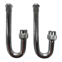 2 x GTS J Shaped Dual Wheel Long Tyre Valve Extension for Car Truck - SMJE