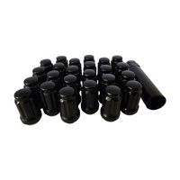 24 x Extreme 12x1.25 Spline Wheel Lug Nuts Black fits Nissan Suzuki 4x4 + Socket